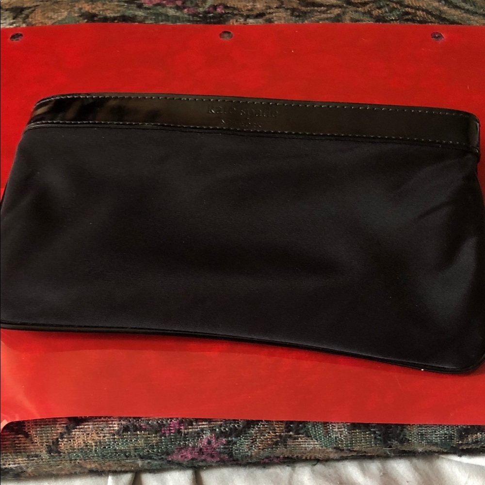 kate spade Black Nylon and Leather Trim Wristlet Clutch